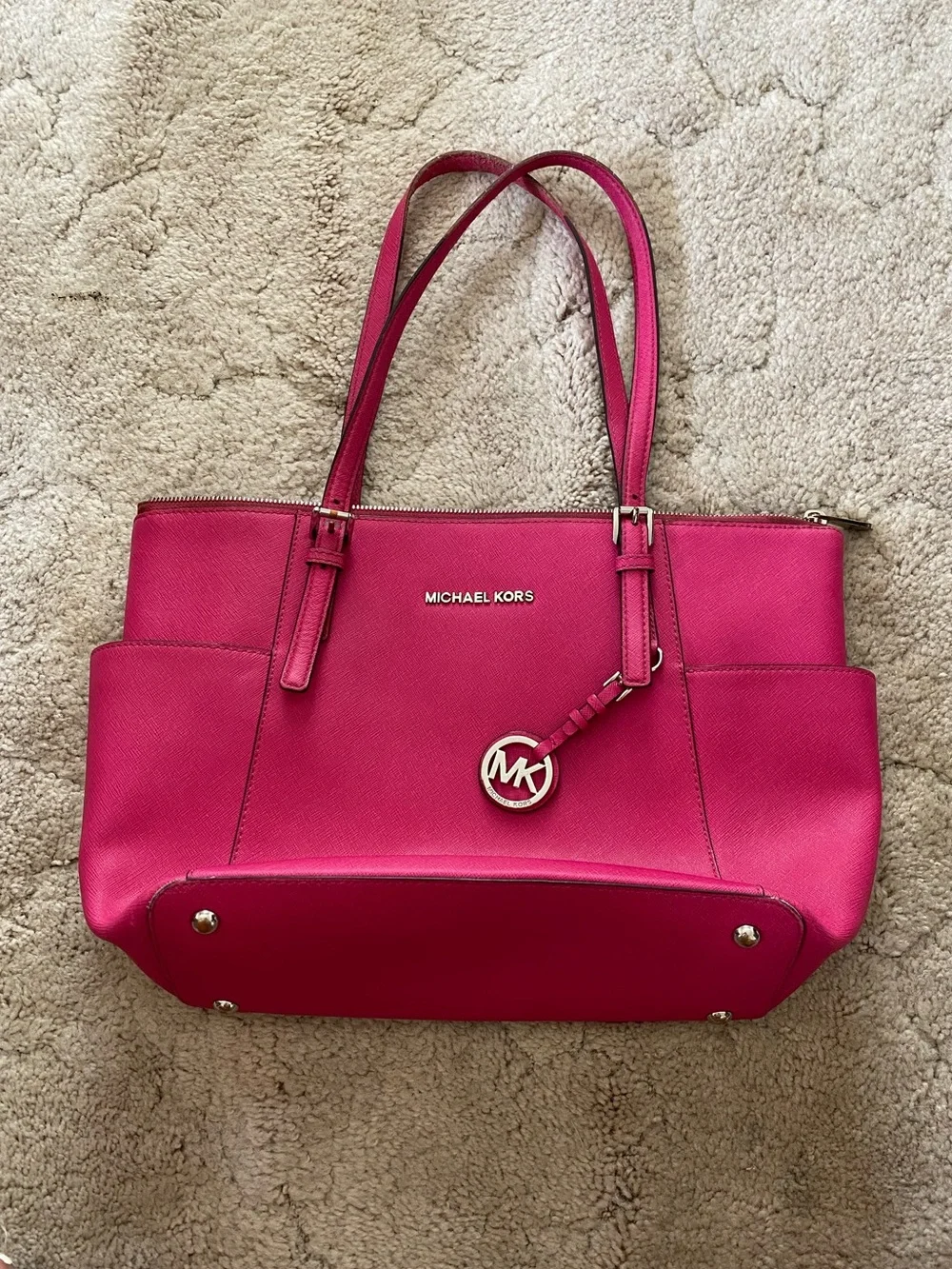 Michael Kors Hot Pink Saffiano Shoulder Tote